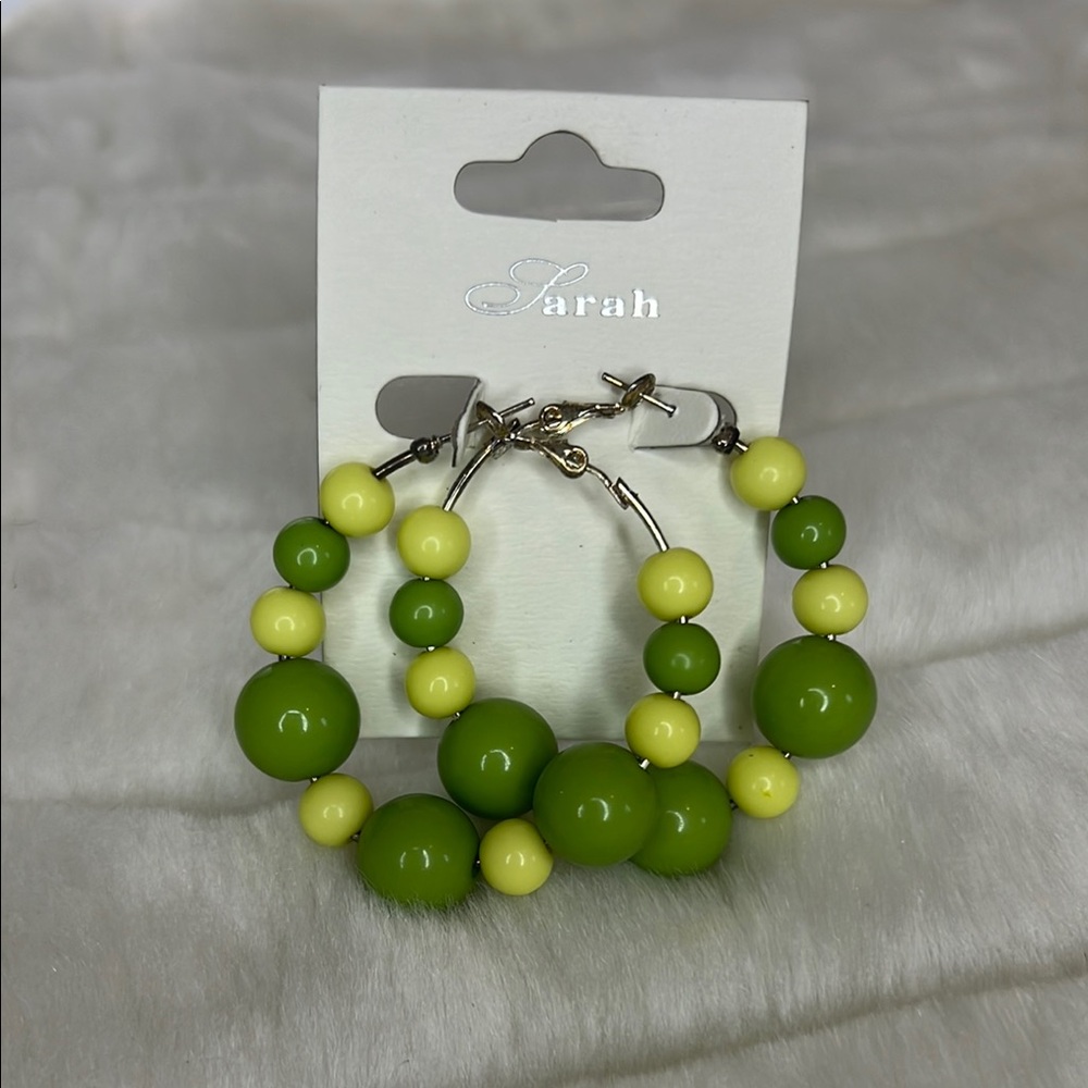 Sara Green and Yellow Beaded Earrings